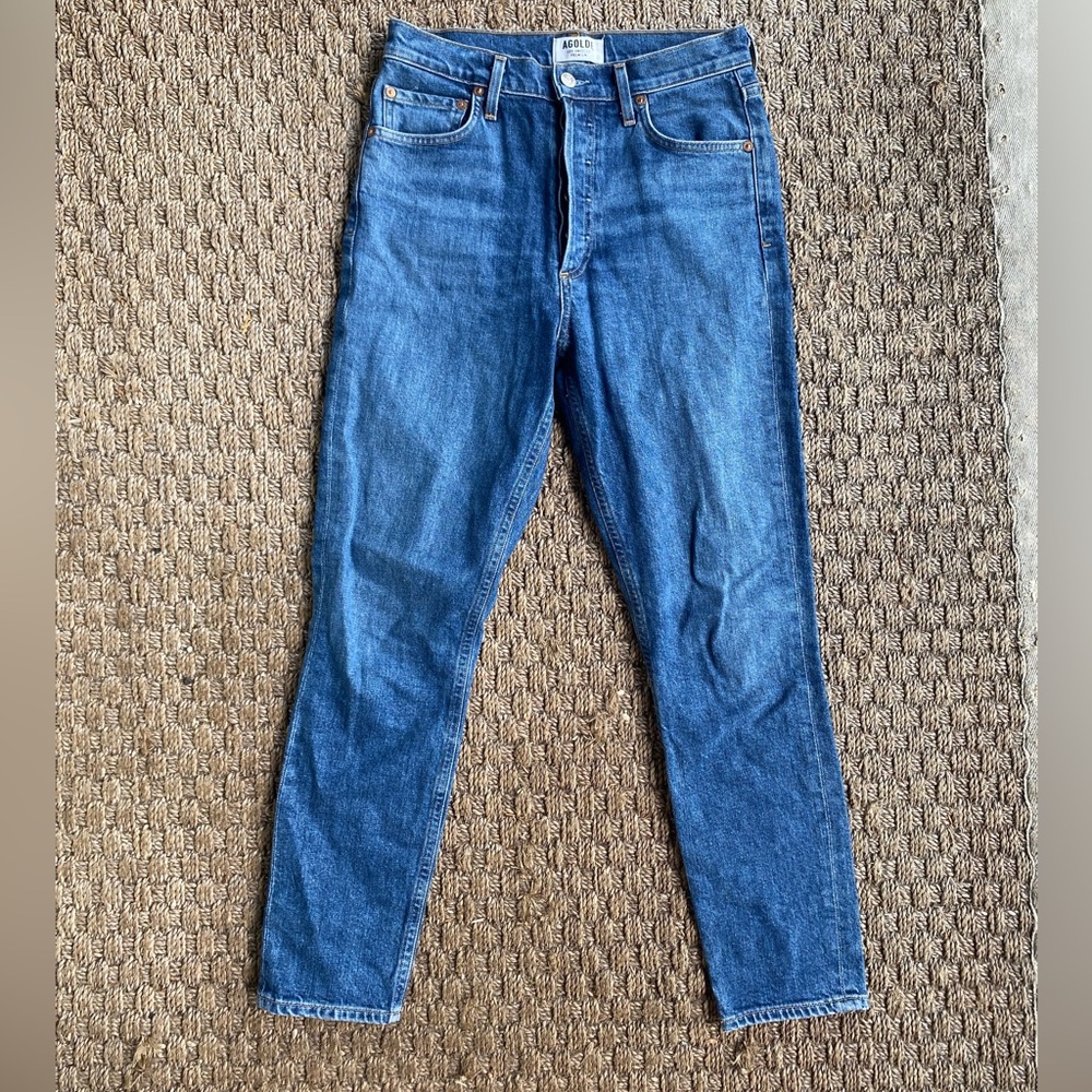 Agolde Womens Nico High Rise Raw Edge Slim Button Fly Jeans Size 26